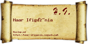 Haar Ifigénia névjegykártya
